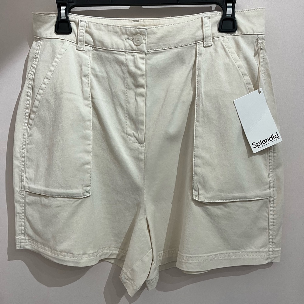 Splendid Cream Cargo Shorts High-Waisted Relaxed Fit